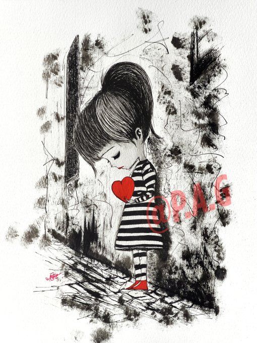 "Coeur" - Oeuvre Originale - Encadrée 