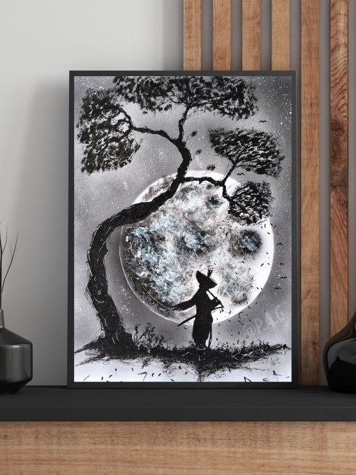Illustration imprimée A4 - Ghost Of Tsushima - encadrée