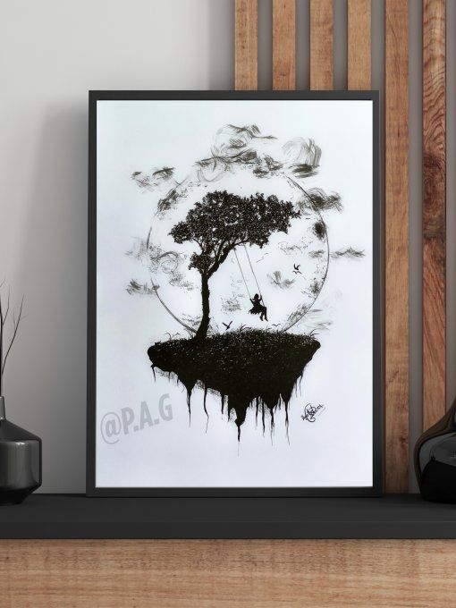 Illustration imprimée A4 - Lune