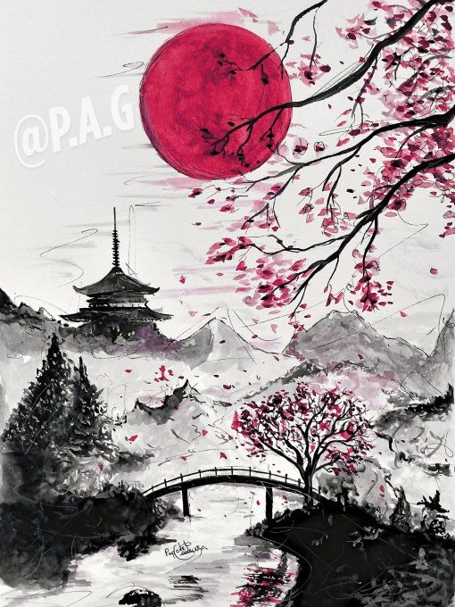 Japon Féodal - Oeuvre originale - Encadrée