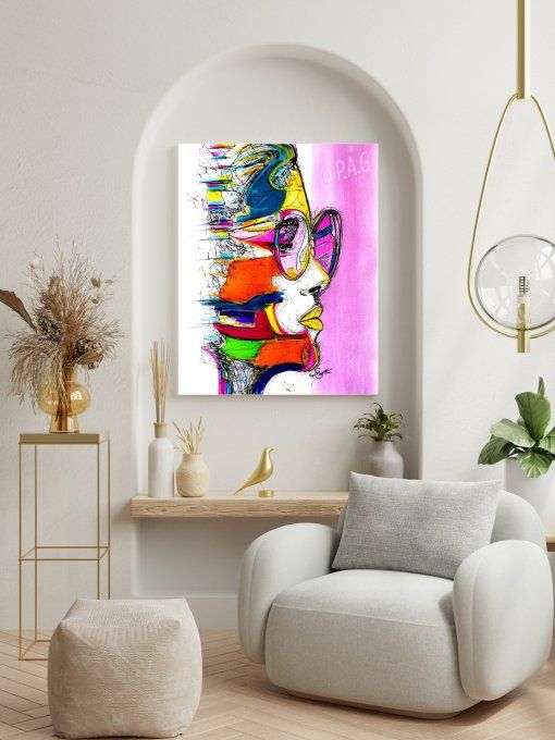 Portrait Pop Art - Oeuvre Originale - Encadrée 