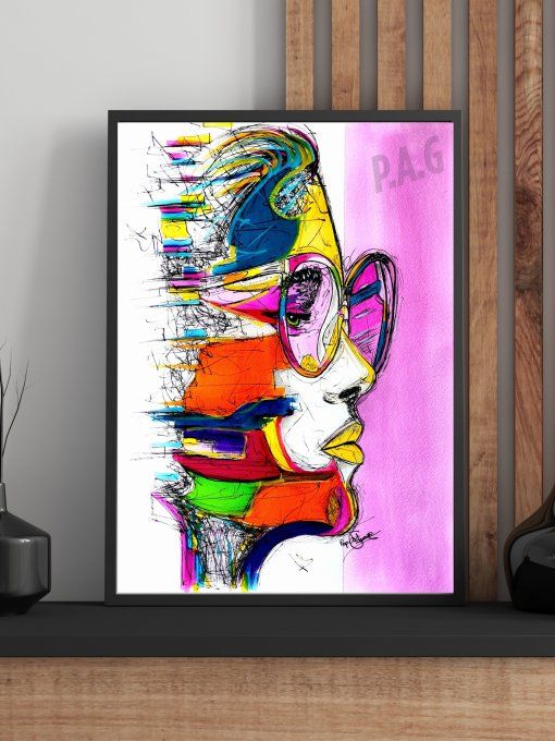Illustration imprimée A4 - Portrait PopArt