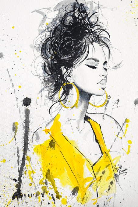 Portrait de femme aquarelle - oeuvre originale